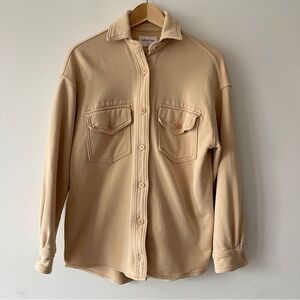 Aritzia Terry Fleece Shirt jacket XXS tan beige shacket sweatshirt